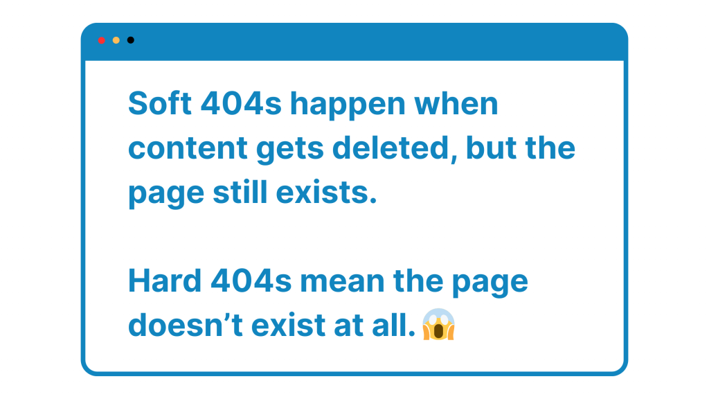 The difference between a soft 404 and a hard 404 error