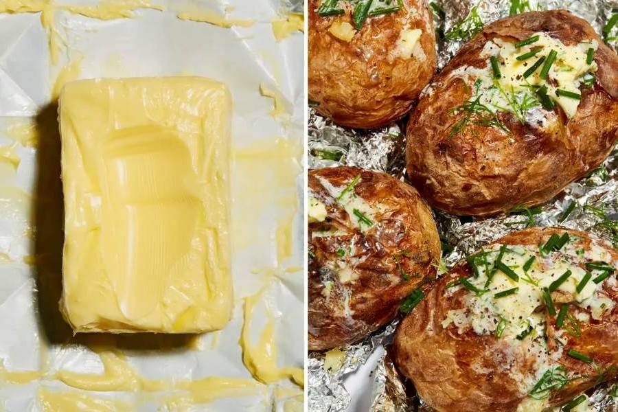 Butter and Baked Potatoes with Chives